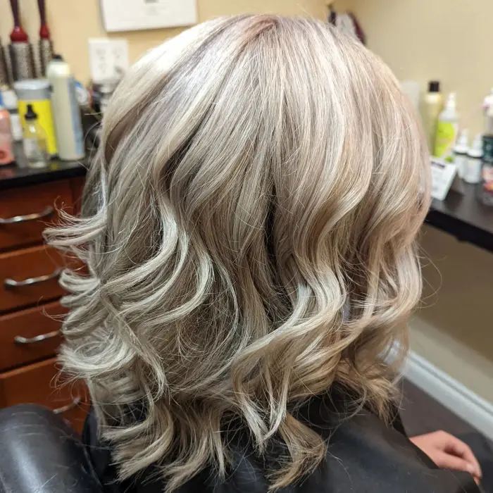 Image of blonde hair color repaired at a hair salon in Redmond Oregon